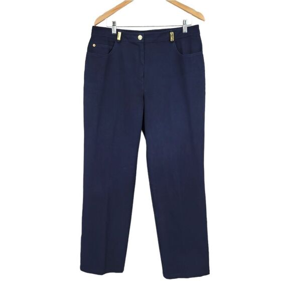 St. John Sport Navy Colored Jeans Gold Hardware Women's Plus Size 14 - Picture 1 of 16